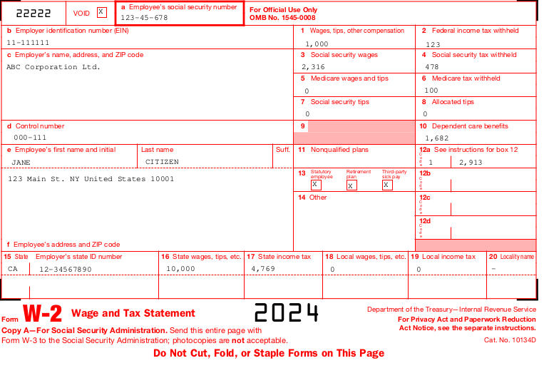 Federal W-2 image